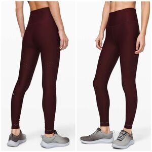 Lululemon Leggings Zoned In Tight Reflective Maroom Plum Size 4 EUC